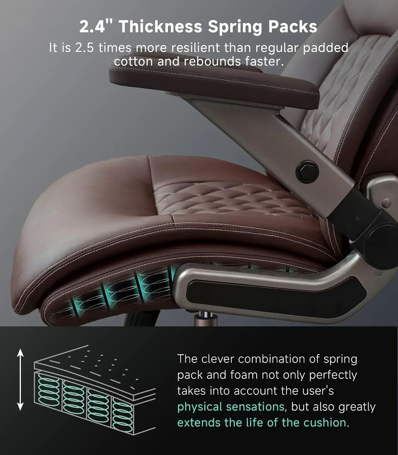 [Best Seller, Buy Now!]Big and Tall Office Chair, Executive , Adjustable Lumbar Support 3'' Double Space Wheel, Managerial Home