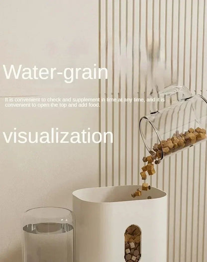 Comedouro Automático para Cães Gatos com Bebedouro Grande Capacidade Armazenamento de Ração Dispensador de Comida Acessórios para Filhotes e Pets