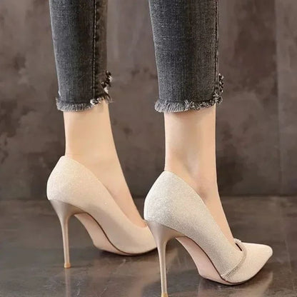 Sapatos Femininos de Salto Alto 2024 Nova Coleção Primavera e Outono Sapatos Femininos de Bico Fino Vestido Sapatos de Casamento Temperamento Banquete Sapatos Individuais