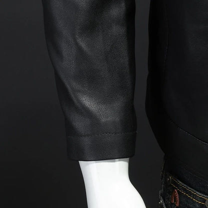 Leather Men's Jacket Spring and Autumn Casual Motorcycle Armored Jacket Black Motorcycle PU Leather Jacket Men's Clothing M-5XL