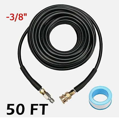 Mangueira para Lavadora de Alta Pressão 50FT 3/8" QC Tubo de Extensão para Lavadora, Trançada com Fio de Alta Tração Resistente a Dobras, 1600PSI de Potência