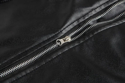 Men PU Leather Jacket Motorcycle Fashion Slim Fit Leather Coat Male Solid Turn-Down Collar Motorcycle Outwear Streetwear 4XL