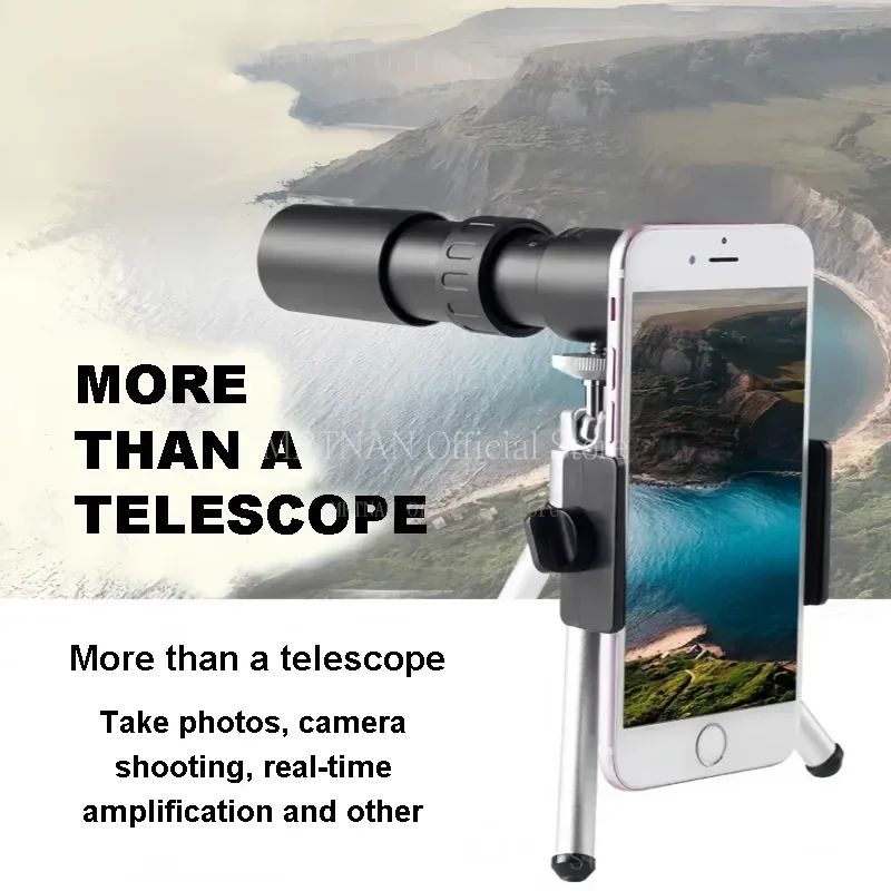 Monóculo Telescópio 10-300x40 Zoom Portátil Poderoso Binóculos com Tripé e Suporte para Celular Acampamento Viagem