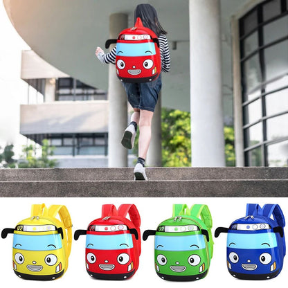 Bolsa Mochila Escolar Infantil 3D Fofa de Desenho Animado Ônibus Meninas Meninos