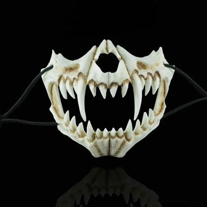 Party Skull Mask Long Teeth Demon Skeleton Half Face Mask Wolf Dragon Tiger Houjuu Nue Mask Cosplay Halloween Costume Props