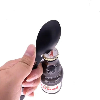 Outdoor Multi-functional 5-in-1 EDC Camping Survival Tool Stainless Steel Fork Knife Spoon Can Opener Bottle Opener Wrench