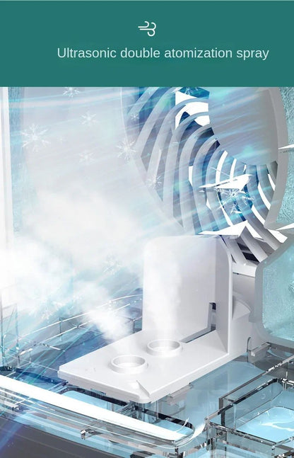 Ar Condicionado Portátil Ventilador de Mesa Pulverização Dupla Atomização Ultrassônica 3 Velocidades Silencioso Refrigerador de Ar Luz Noturna Ventilador Elétrico para Casa