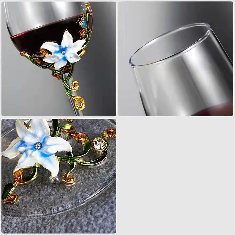 Taças de Cristal Criativas com Esmalte para Champagne Conjunto de Taças de Luxo Taças de Vinho Taça Vintage para Beber