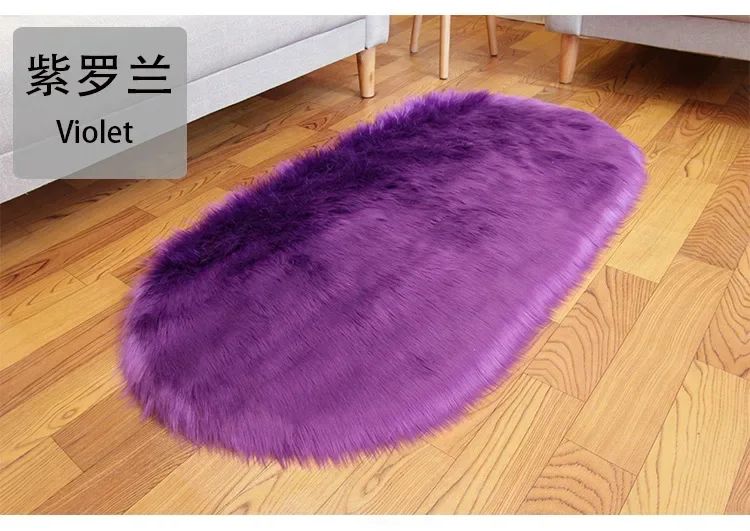 Super Soft Plush Oval Rug Mat Fluffy White Carpets for Living Room Home Decor Bedroom Kid Room Decoration Salon Thick Pile Rug