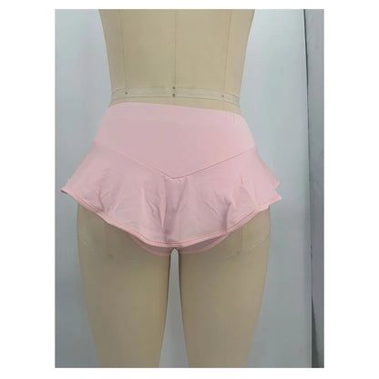 New Shorts Women Skirts Pants High Waist Pole Dance Ruffled Hot Short Pant Sports Mini Tight Pleated Fitness Yoga Shorts Summer