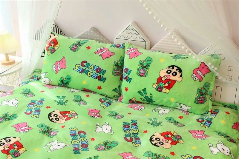 Cartoon Crayon Shinchan Flannel Blanket Single Size Sleeping Blanket Comfort Japanese Style Blanket Bedroom Bedspread Girl Kids