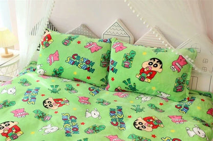 Cartoon Crayon Shinchan Flannel Blanket Single Size Sleeping Blanket Comfort Japanese Style Blanket Bedroom Bedspread Girl Kids