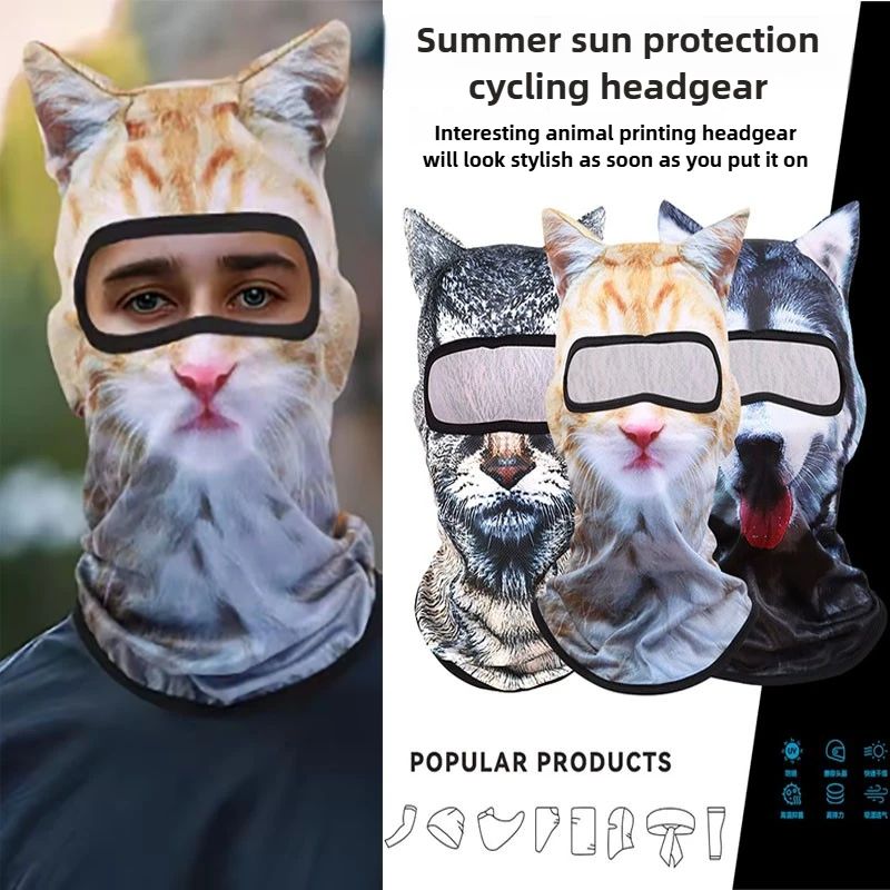 3D Cat Mask Dog Tiger Cosplay Balaclava Motorcycle Full Face Hood Mask Skiing Hat Helmet Cute Headgear Hat Halloween Party Masks