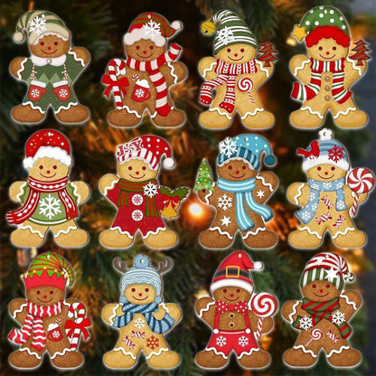 Christmas Gingerbread Man Ornaments Xmas Tree Wooden Hanging Pendants 2026 New Year Party Home Decoration Kids DIY GIft