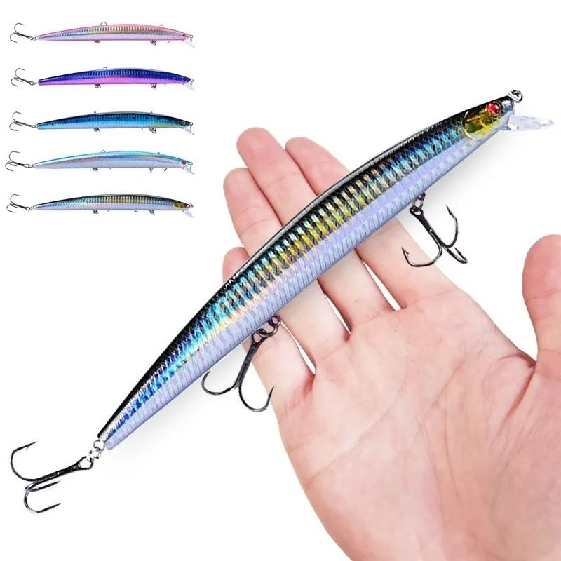 16 Cores 18cm 24g Isca Artificial Minnow Laser Crankbait Dura Plástico Grande Isca Falsa para Pesca Marítima