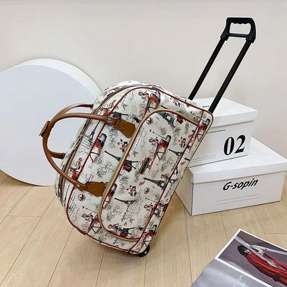 Mala de Viagem com Rodas de Grande Capacidade, em Tecido Oxford Resistente à Água, com Alça Telescópica e Leve