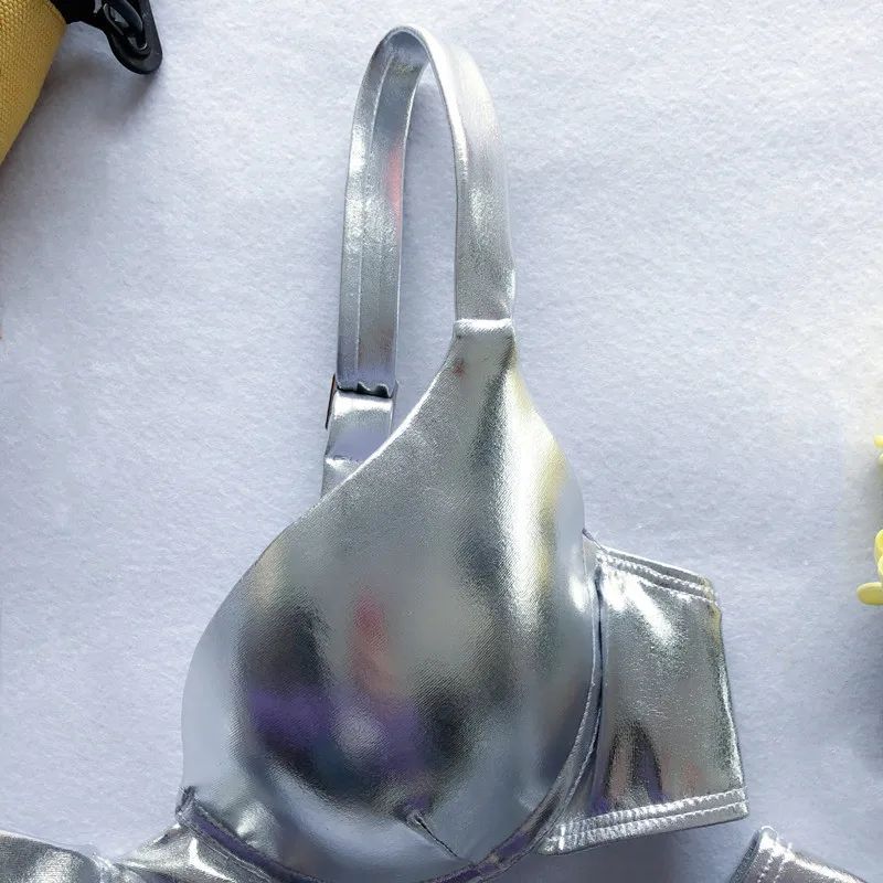 Metallic Summer Push Up Padded Bra Bathing Suit Beach Wear Women Sexy Thong Bikini Set Silver Gold Dropshipping Biquini Swimwear