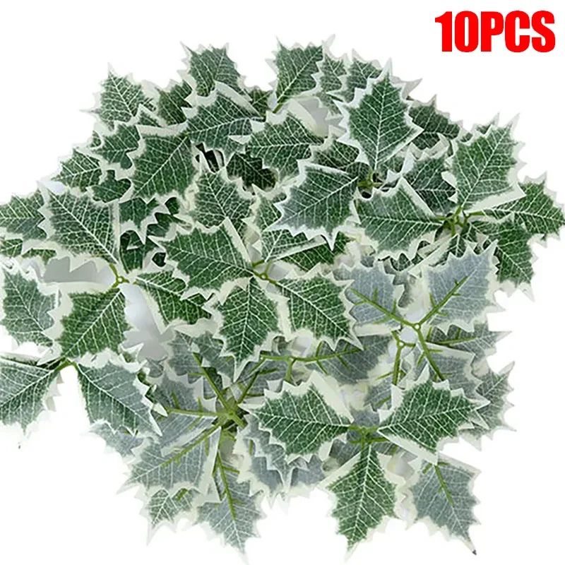 5-100Pcs Artificial Holly Berry Green Leaves Christmas Ornaments Gold Red Holly Berry Stems Xmas Tree Wreath Gifts Party Decor