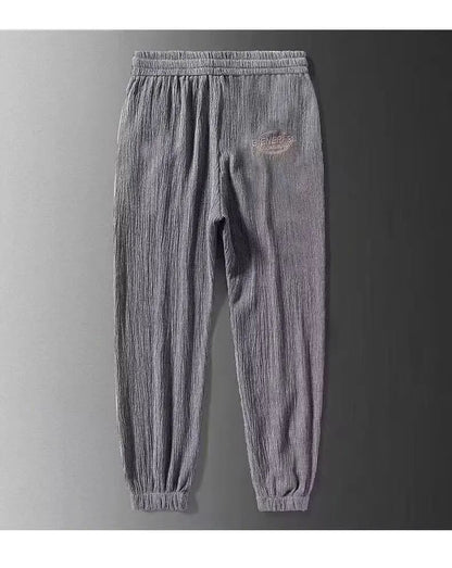 Summer Men's Thin Loose Sports Pants Breathable Casual Sweatpants Comfortable Wide Leg Harlan Nine Points Lightweight Trousers