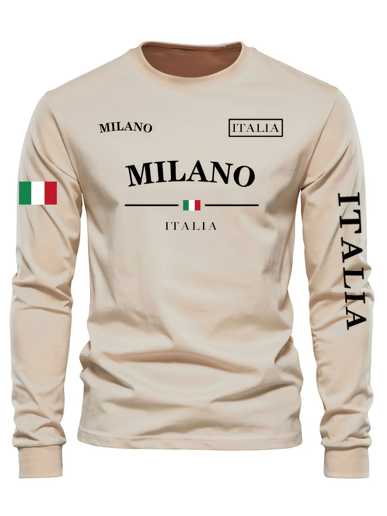 Camiseta Masculina Gola Redonda Esportes de Lazer ao Ar Livre Manga Longa Camisa de Outono Lavável na Máquina Versátil