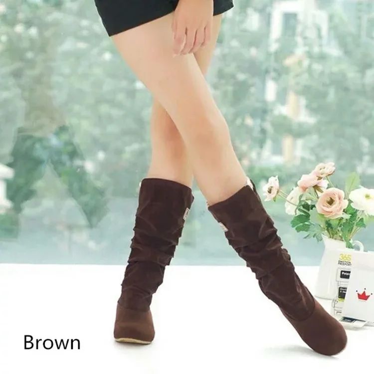 2024 New Mid-tube Snow Boots Hollow Cotton Thread Hook Lace Frosted Lady Boots Large Size Women's Shoes