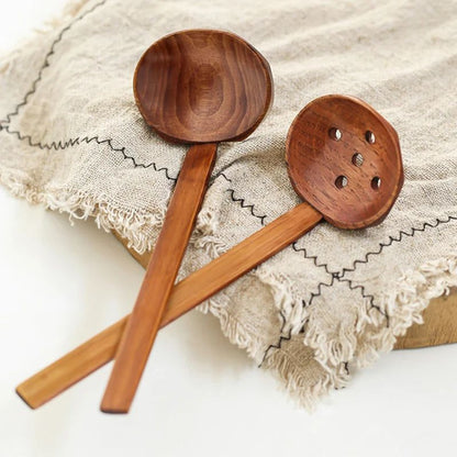 2Pcs Wooden Spoon Kids Rice Dessert Spoon Small Wood Coffee Teaspoon Long Ramen Soup Spoons Japanese Cutlery Kitchen Tableware