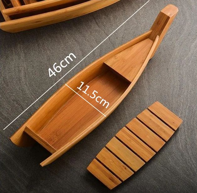 Barco de madeira artesanal japonês para culinária, sushi, ferramentas, navio simples, sashimi, pratos frios variados, talheres, conjunto de sushi