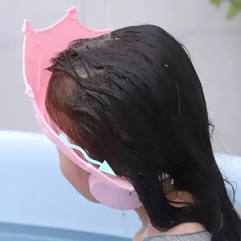Chapéu de banho de borracha macia ajustável à prova d'água para bebês, proteção auricular infantil, xampu seguro para crianças, chapéu de bebê padrão coroa
