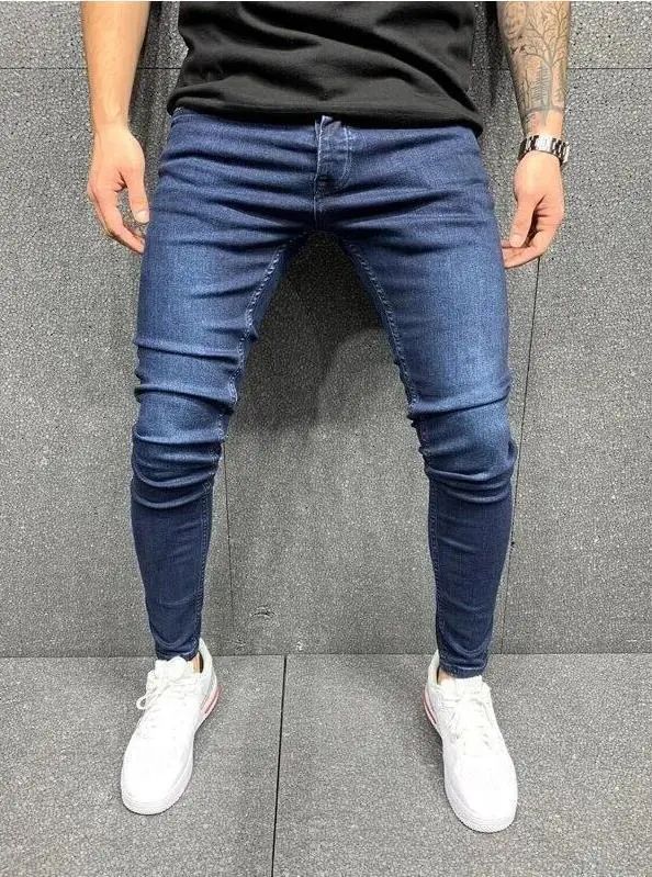 New Style Men's Hip Hop Slim Fit Jeans You And Smooths Your Silhouette Ripped Small Footwear Amazon WISH Badge Plus Size Jeans N