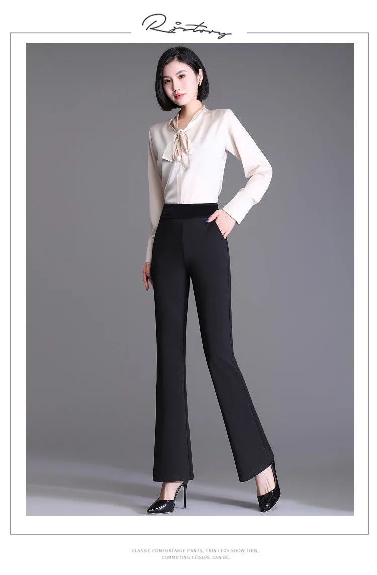 Spring Autumn New Bootcut Pants Women's Slimming Versatile Korean Style Loose-fit Fashionable Trousers Drop Leg Bell Pants Women
