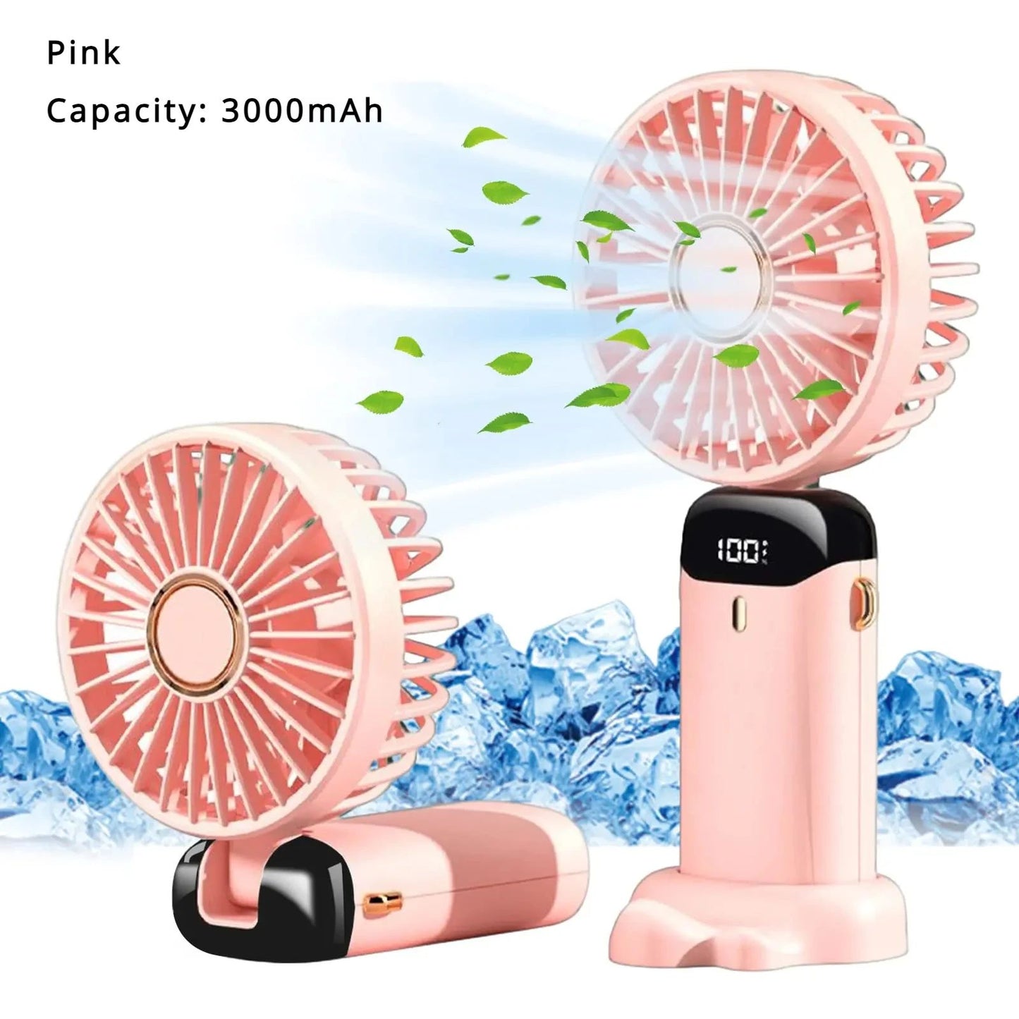 Ventilador Portátil Recarregável 5000mAh Dobrável 90° 5 Velocidades Mini Ar Condicionado Pequeno Ventilador Refrigerador de Ar com Display Digital LED