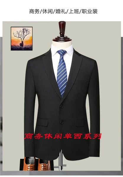 S-8XL Blazer New Men's Fashion Business Solid Color British Style Professional Work Groom Wedding Dress Best Man Blazer Jacket