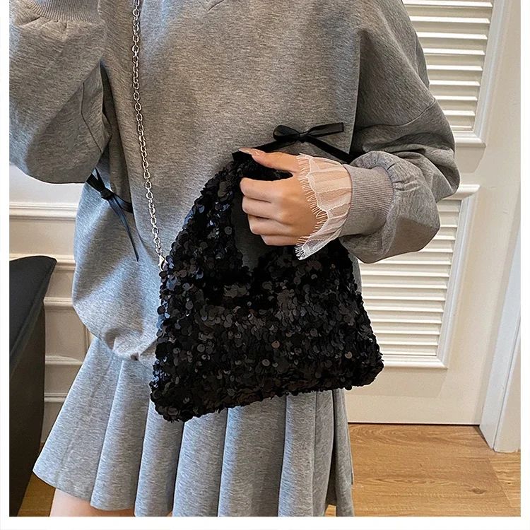Exquisite Shining Sequins Square Women's Shoulder Bag Popularity Stylish Design Handbags High Quality Solid Sweet Crossbody Bags