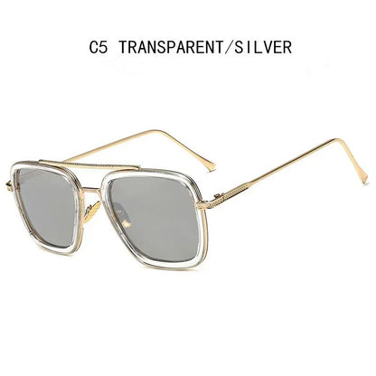 Luxury Steampunk Men Sunglasses Tony Stark Iron Man Sun Glasses Vintage Metal Eyewear Steam Punk Sunglass UV400 Male Gafas