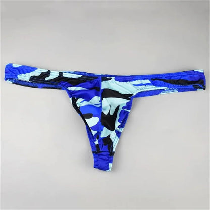 Big Men's Camouflage U Convex Underwear Sexy Elastic T-back Thong Plus Size Quick Drying Male Bikini Brief
