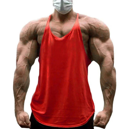 Plain Gym Fitness Bodybuilding Muscle Tank Tops Mens Running Sport Sleeveless Y-back Vests Summer Cool Cotton Breathable Shirts