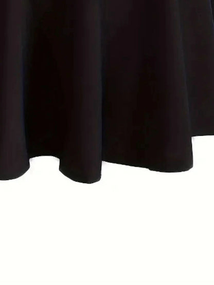 Plus Size 1XL-5XL Women's Preppy Skirt Solid Elastic Skit Ladies Fashion High Rise Slight Stretch A-line Mini Skirt