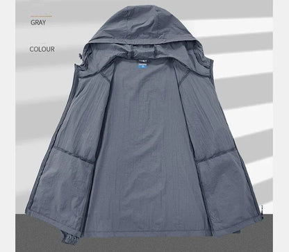 Men's UPF 50+ UV Protection Windbreaker Quick Dry Jacket Outdoor Sun-Protective Thin Hiking Fishing Cycling Hooded Sport Light