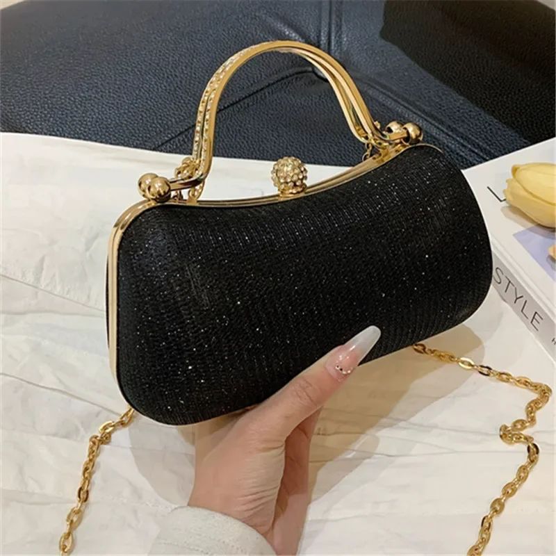 Shiny Mini Evening Bag, Rhinestone Chain Purse, Luxury Glitter Banquet Handbag, Perfect For Party, Wedding, Prom, Dinner/Banquet