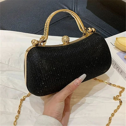 Shiny Mini Evening Bag, Rhinestone Chain Purse, Luxury Glitter Banquet Handbag, Perfect For Party, Wedding, Prom, Dinner/Banquet