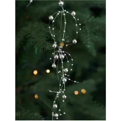 Christmas Pearl Bead Garland with Fishing Line Floral Hanging Ornament Bendable Design for Tree Decor Festival Party Arrangement