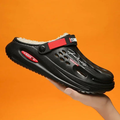 Men Cotton Slippers Winter Warm Furry Clogs Soft Indoor Bedroom Cotton Shoes EVA Fluff Slides Casual Comfortable Plush