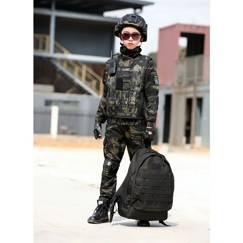 Tactical Military Uniform for Children's Day Camouflag Disguise Adult Halloween Costume for Kid Girl Scout Boy Soldier Army Suit