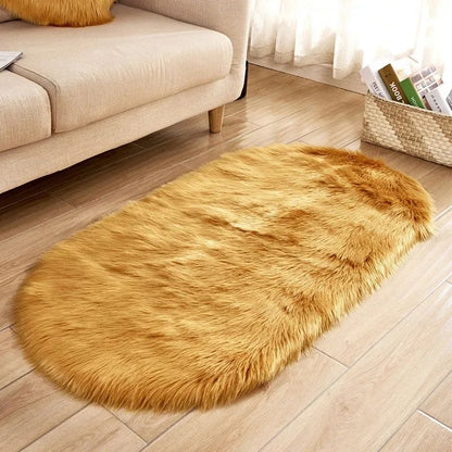 Super Soft Plush Oval Rug Mat Fluffy White Carpets for Living Room Home Decor Bedroom Kid Room Decoration Salon Thick Pile Rug