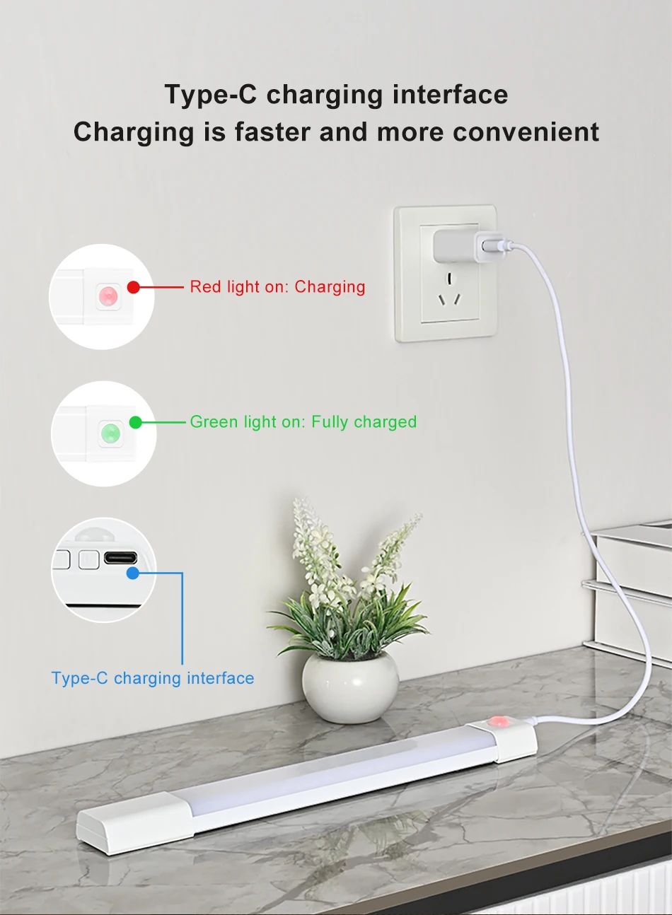 LED Closet Lights Motion Sensor Lamp Wireless Rechargeable Cabinet Night Light For Kitchen Bedroom Wardrobe Sensor Night Lamp