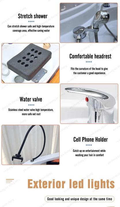 XinSheng Professional Electric Massage Bed Head SPA Salon Massage Table Hair Washing Fumigation Beds Barber Shop Smart Furniture