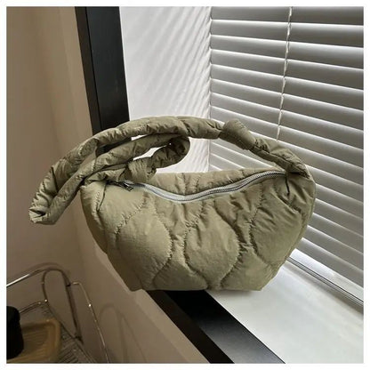 Puffer Shoulder Bag for Women Soft Down Cotton Padded Tote Handbag Purse Quilted Cross Body Bag Solid Color Bubbles Cloud Bag