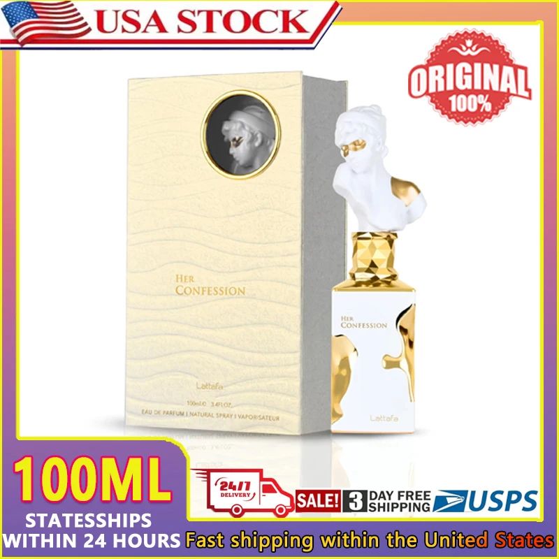 Lattafa Her Confession 3.40 Onças 100ml Perfume - Baunilha, Floral, Âmbar, Almíscar - Eau De Parfum Fragrância Feminina de Longa Duração