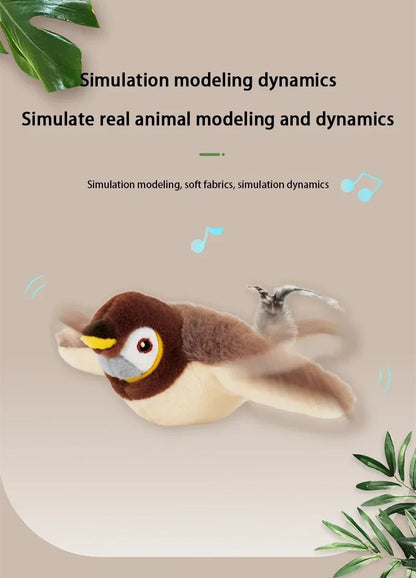 Hot Cat Interactive Toys Catnip Electric Pat Bird (com Catnip) Cães Gatos Brinquedo de Pelúcia Sonoro Ativado por Toque para Pets Recarregável USB