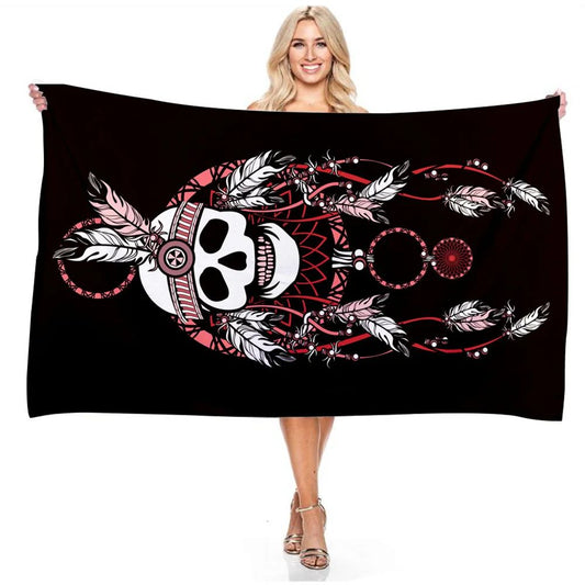 Psychedelic Skull Bath Towel - Vibrant Design, Soft Absorbent, Perfect for Summer Fun, Adds Artistic Vibes to Your Beach Days